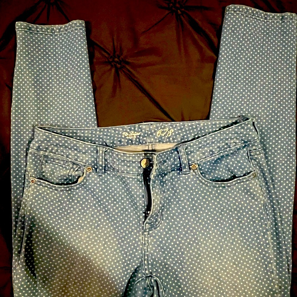 Light denim polka dot jeans